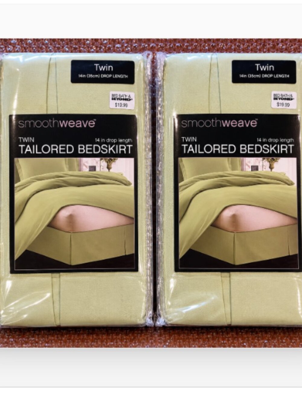 New Smoothweave Twin Tailored Bedskirts Set of 2 Sage Green 14" Drop New Sealed